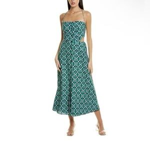 NWT Hutch Juniper Linen Midi Cut Out Back Dress Size 4